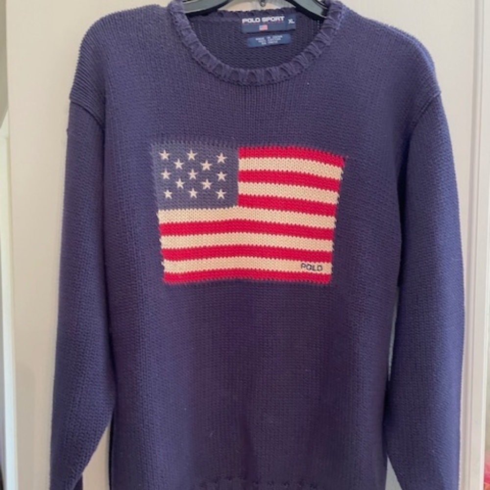Men's Ralph Lauren  Navy Cotton Flag Sweater Size XL